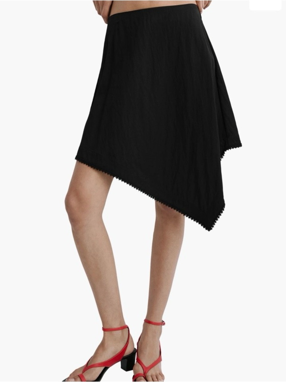 Mango Black Asymmetrical Hem Skirt